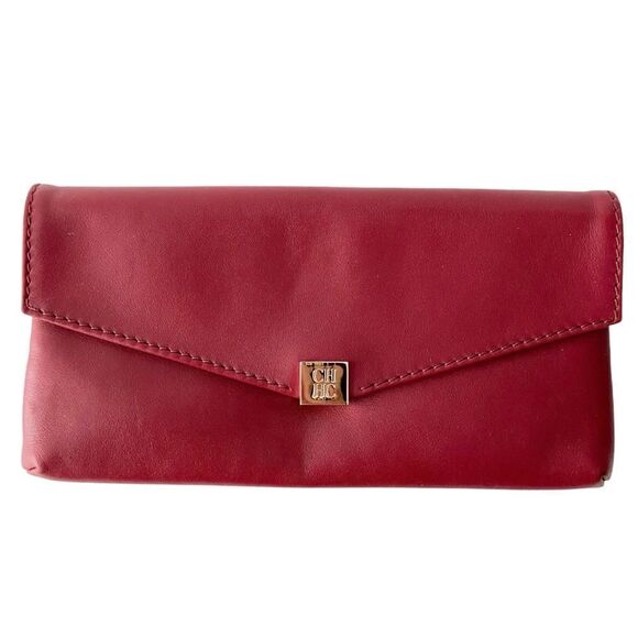 CH Carolina Herrera Red Leather Envelope Clutch - Picture 7 of 16